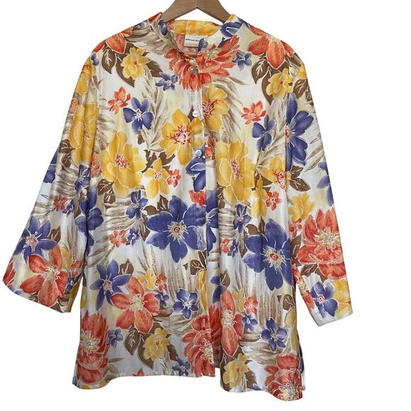Alfred Dunner Top 18W Multicolor Floral Bloomcore Spring Boho Artsy - Picture 5 of 7